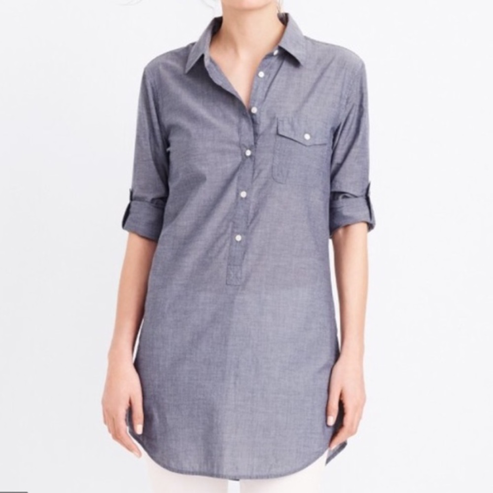 J. Crew Long Sleeve Chambray Popover Tunic NWT